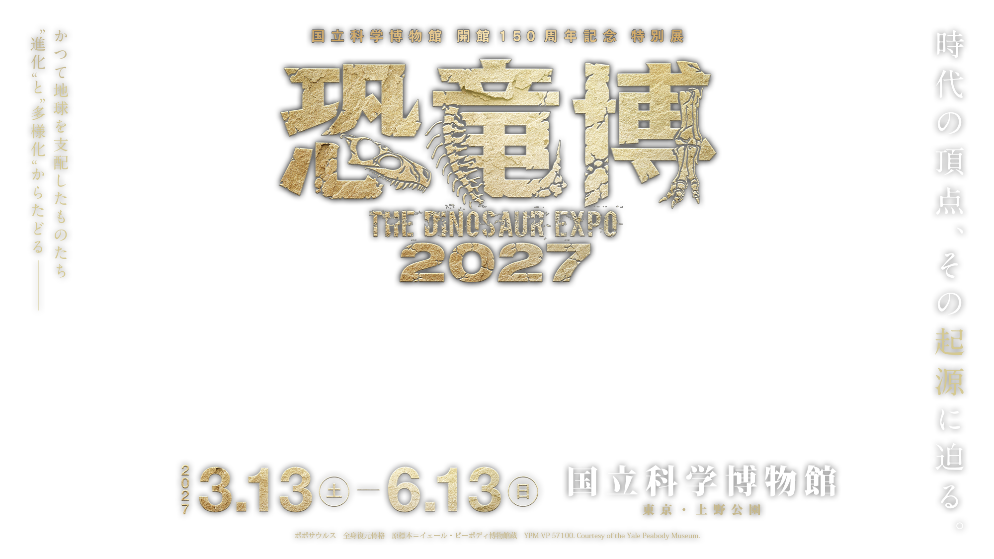 国立科学博物館開館150周年記念 特別展「恐竜博2027」2027年3月13日（土）～6月13日（日）／国立科学博物館（東京・上野公園）／時代の頂点、その起源に迫る。／かつて地球を支配した一群 "進化"と"多様化"からたどる／ポポサウルス　全身復元骨格　イェール・ピーポディ博物館蔵　YPM VP 57100. Courtesy of the Yale Peabody Museum.